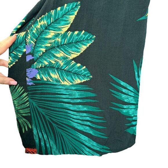 NWT Patrons of Peace Tropical Palm Leaf Print Off Shoulder Surplice Smocked Ruff - Picture 14 of 16
